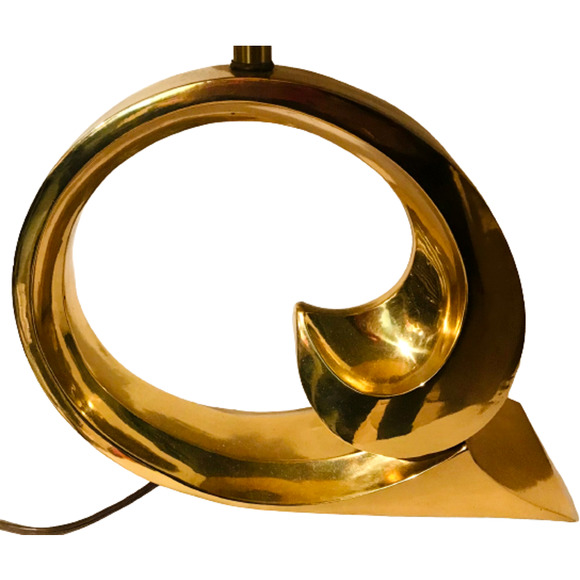 Vintage MCM 1970s Brass Swoosh Wave Lamp - Pierre Cardin inspired - Picture 2 of 5